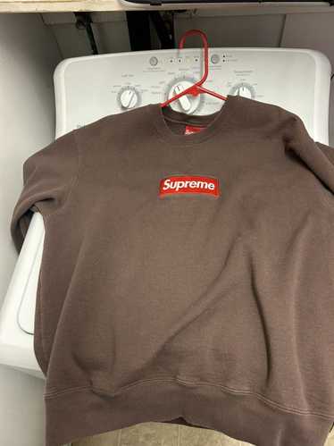 Streetwear Supreme box logo crewneck Brown