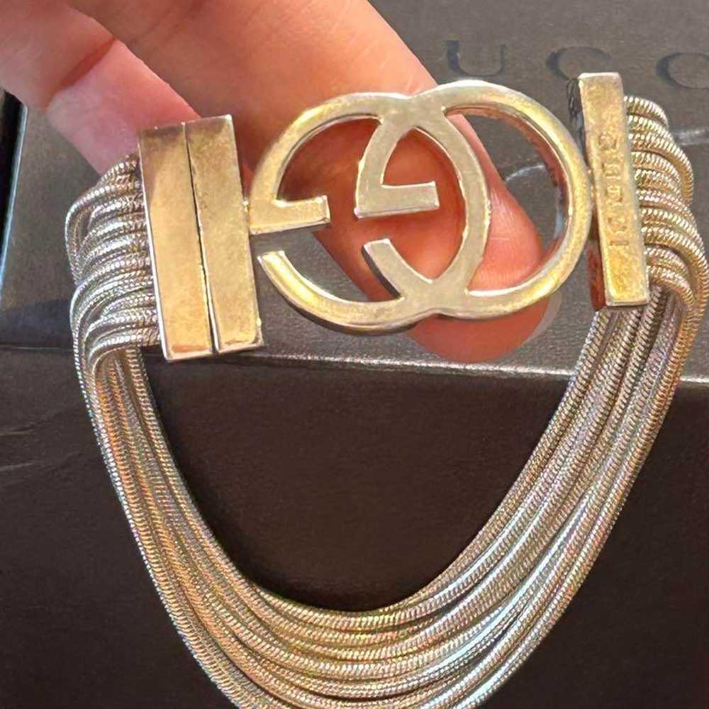 Rare GUCCI GG logo silver bracelet with 10 links. - image 10