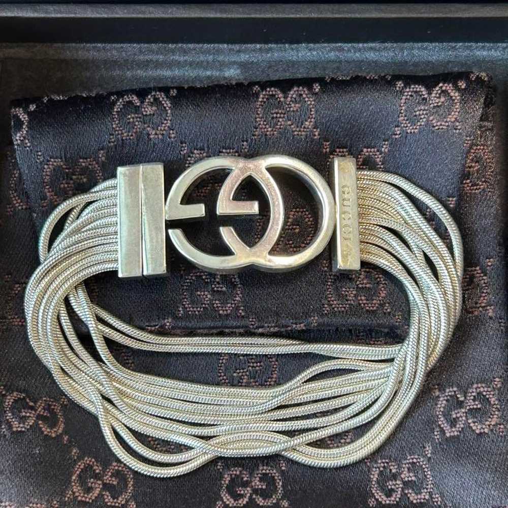 Rare GUCCI GG logo silver bracelet with 10 links. - image 2