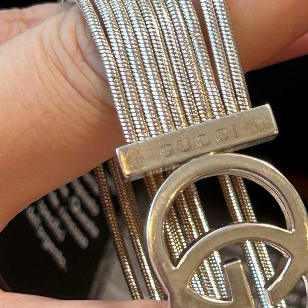 Rare GUCCI GG logo silver bracelet with 10 links. - image 9