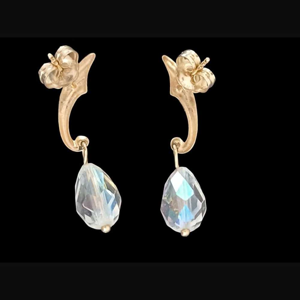 Vintage 14k Opalite Marked Drop Dangle Tear Drop … - image 1