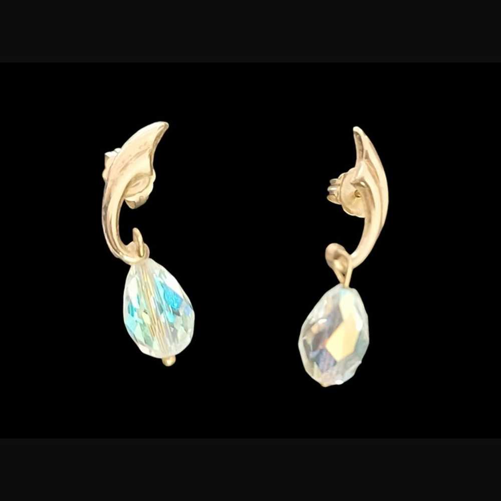 Vintage 14k Opalite Marked Drop Dangle Tear Drop … - image 3