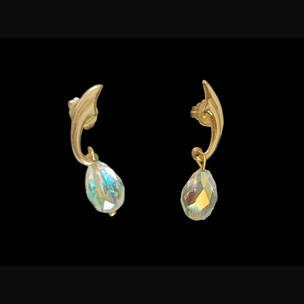 Vintage 14k Opalite Marked Drop Dangle Tear Drop … - image 4