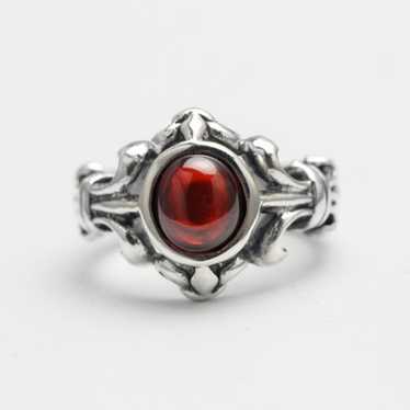 Vintage 925 silver inlaid gem ring