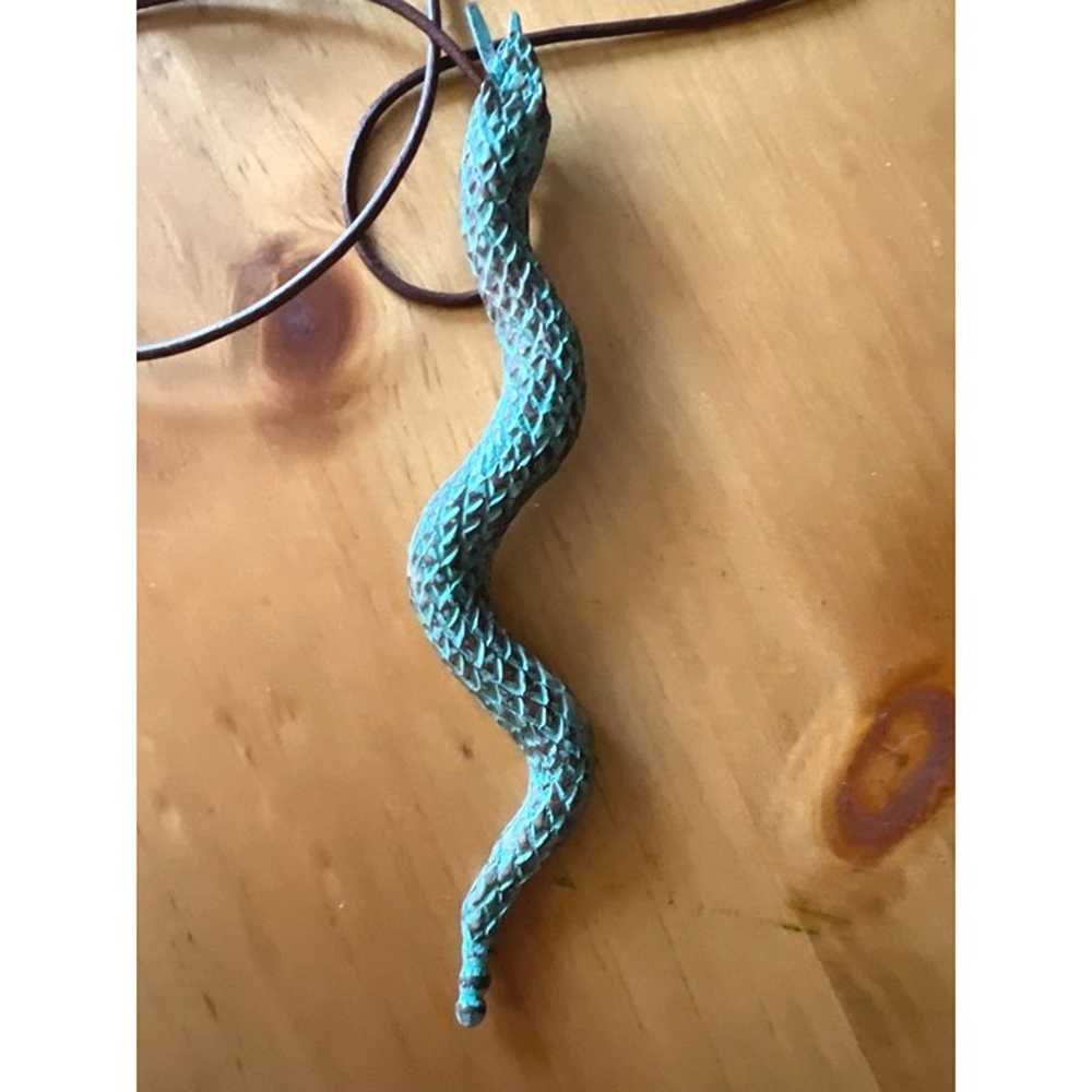 Artwear 6” Verdigris Snake Necklace Vintage Avant… - image 6