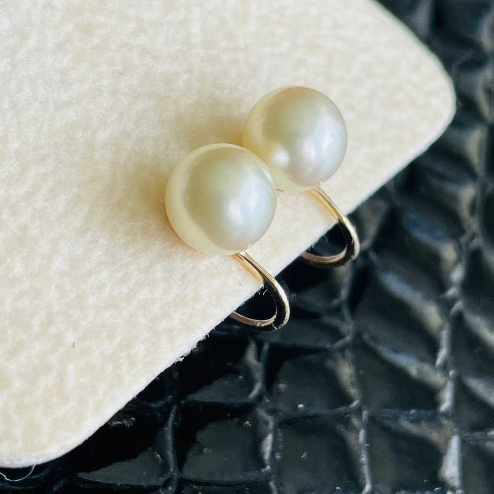 14k Yellow Gold Natural 8mm Pearl Vintage Screw B… - image 2