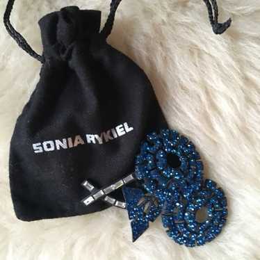 大ぶり　SONIA RYKIEL ブローチ Vintage Sonia Rykiel Paris Large Gold Plated Crystal Flower