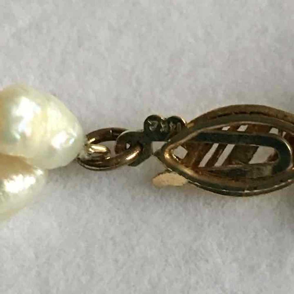 Vintage 14K Pearl Onyx 3 Strand Necklace - image 2