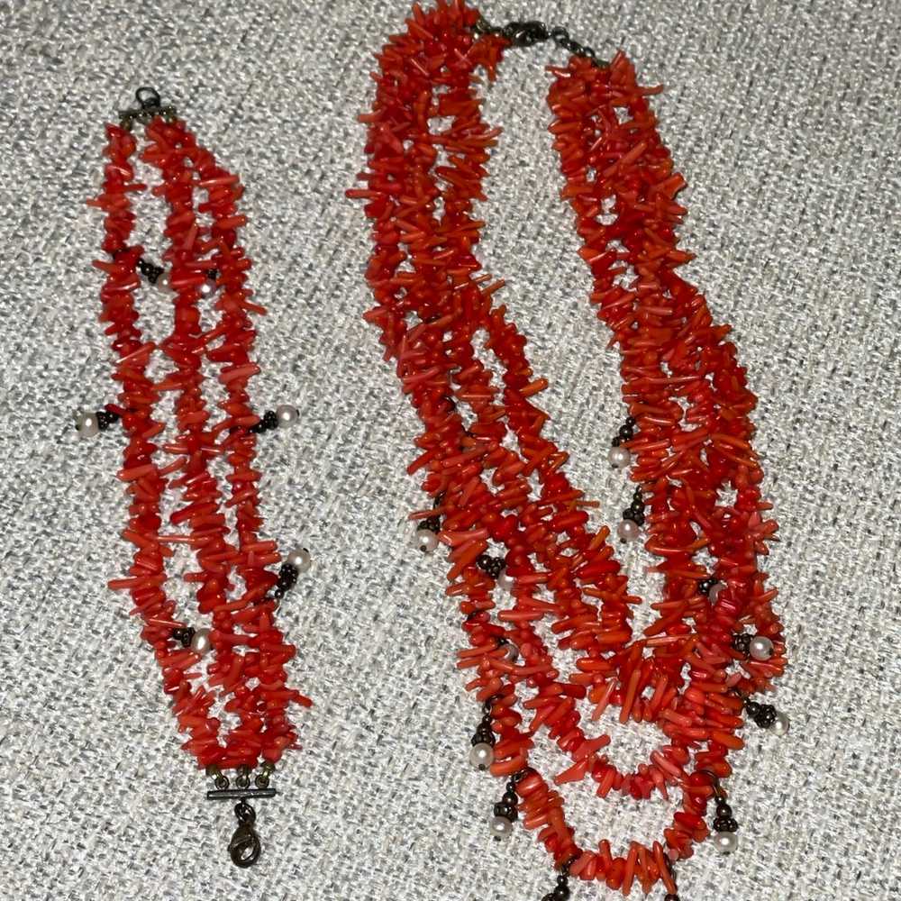 Coral Necklace & bracelet - image 2