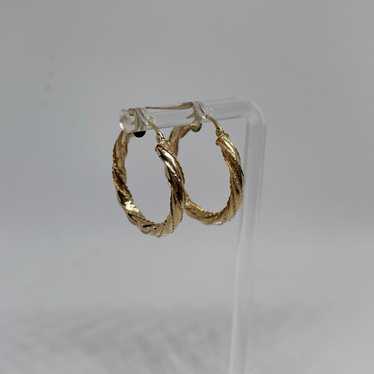 Vintage 14k Yellow Gold Textured Cable Twist Hoop 