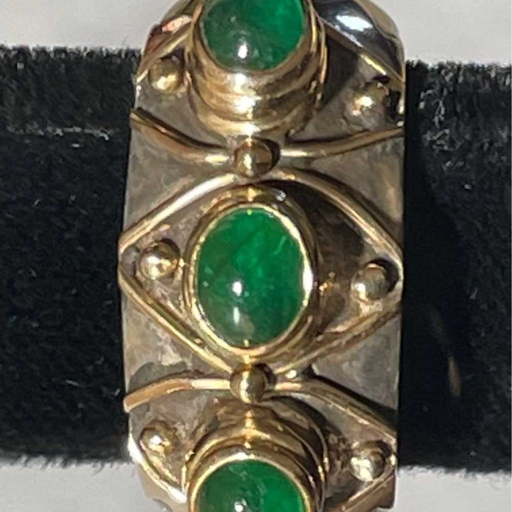 Stunning 925 Sterling Emerald Antique Ring - image 2