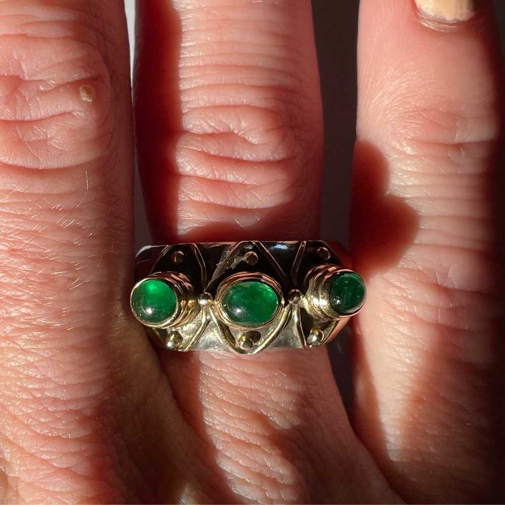 Stunning 925 Sterling Emerald Antique Ring - image 4