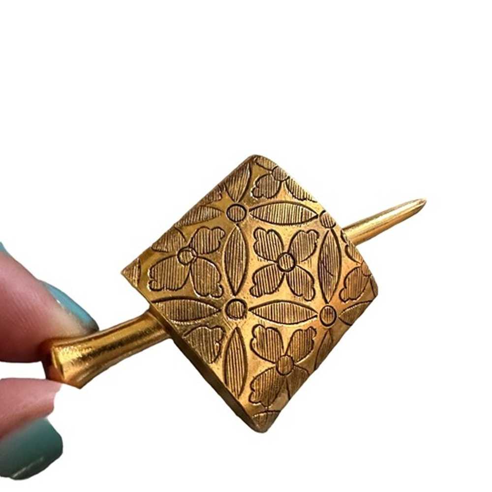 KENZO Paris Vintage Gold Floral Brooch Pin - image 2