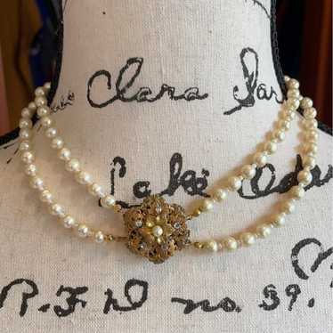 Miriam Haskell 16" double strand pearl necklace - image 1