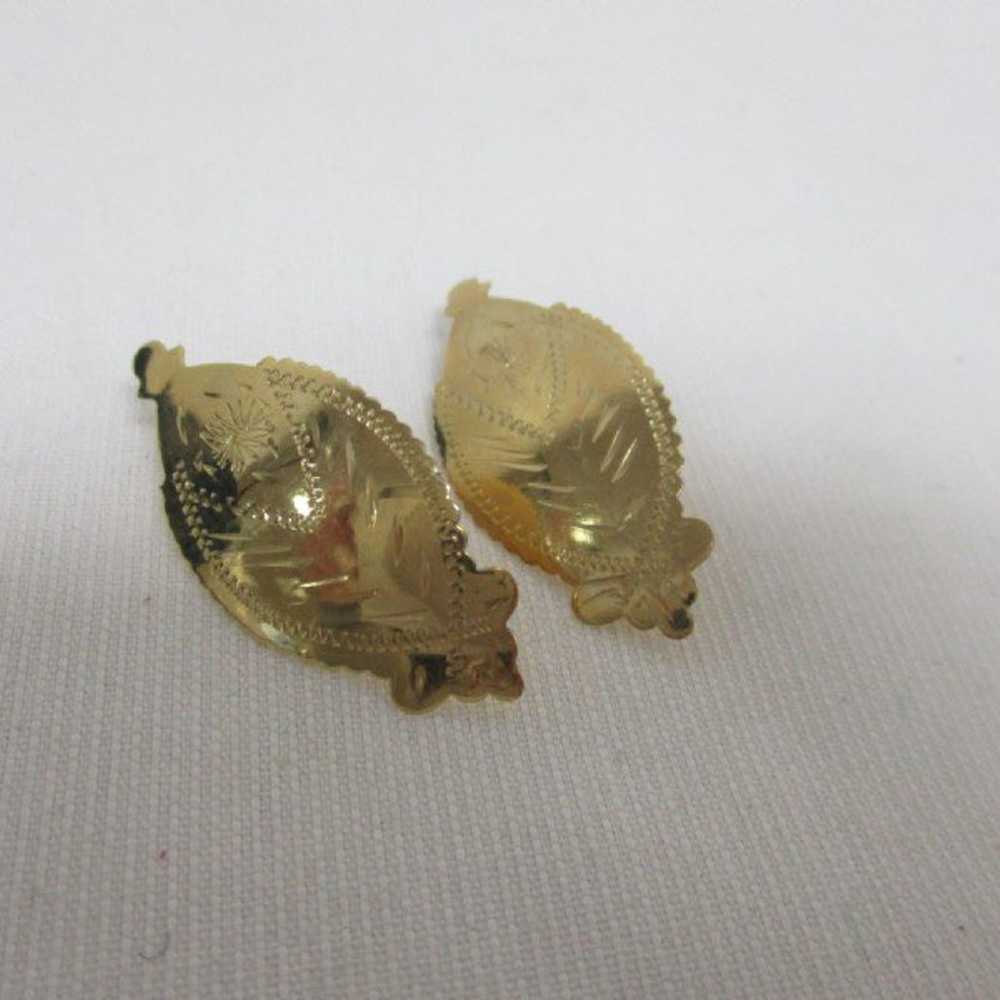 Gold Etched Dangle Drop Earrings - image 2