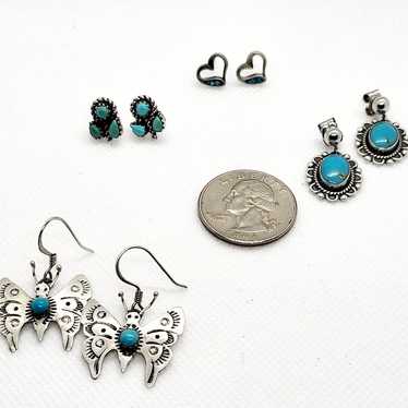 Vintage Navajo Sterling,  Turquoise earrings lot o