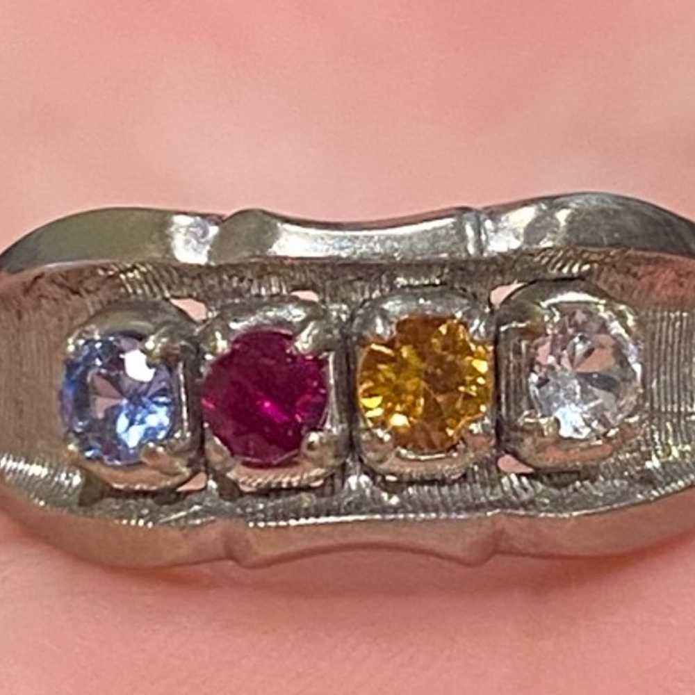 10k white gold mothers birthstone Ring - image 1