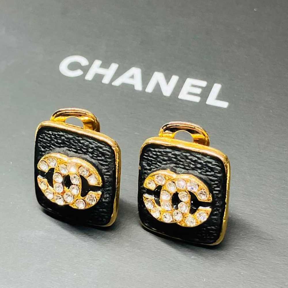 ★Vintage★【Chanel】 Coco Mark Rhinestone Earrings B… - image 2