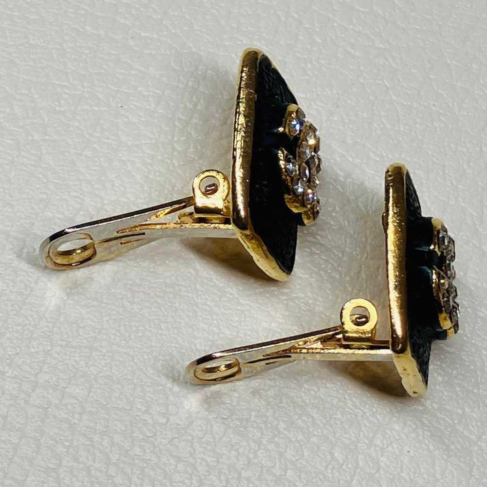 ★Vintage★【Chanel】 Coco Mark Rhinestone Earrings B… - image 9