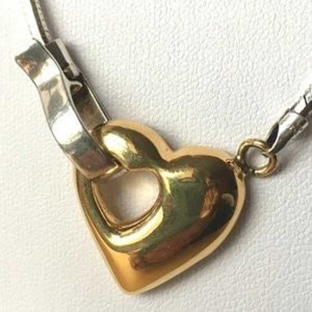 VINTAGE GOLD & STERLING HEART NECKLACE - image 9