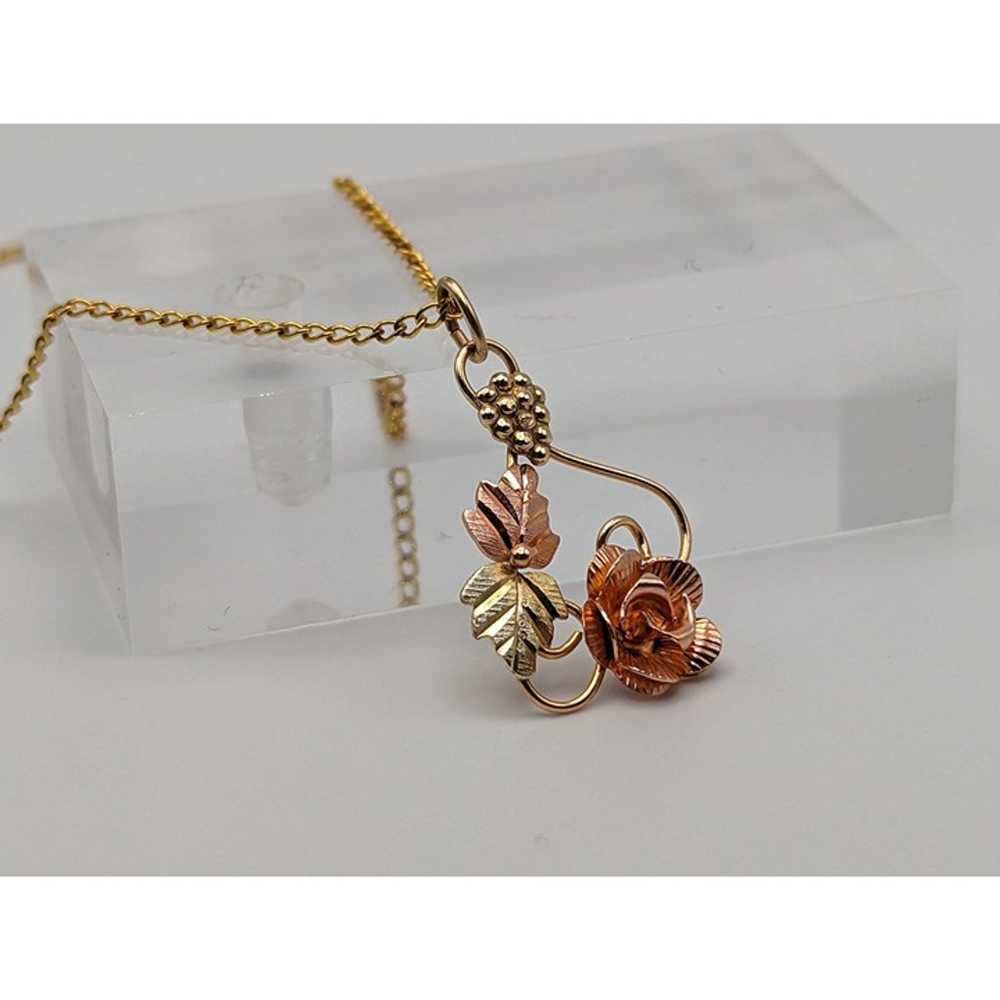 10k 12k Black Hills Rose Gold Leaf & Vine Pendant… - image 3