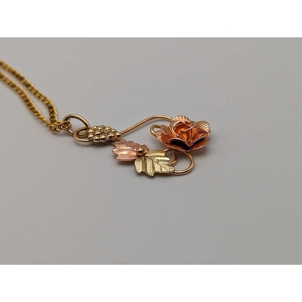 10k 12k Black Hills Rose Gold Leaf & Vine Pendant… - image 6