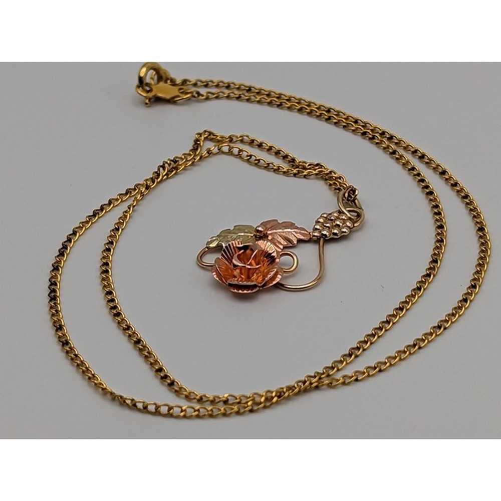 10k 12k Black Hills Rose Gold Leaf & Vine Pendant… - image 7