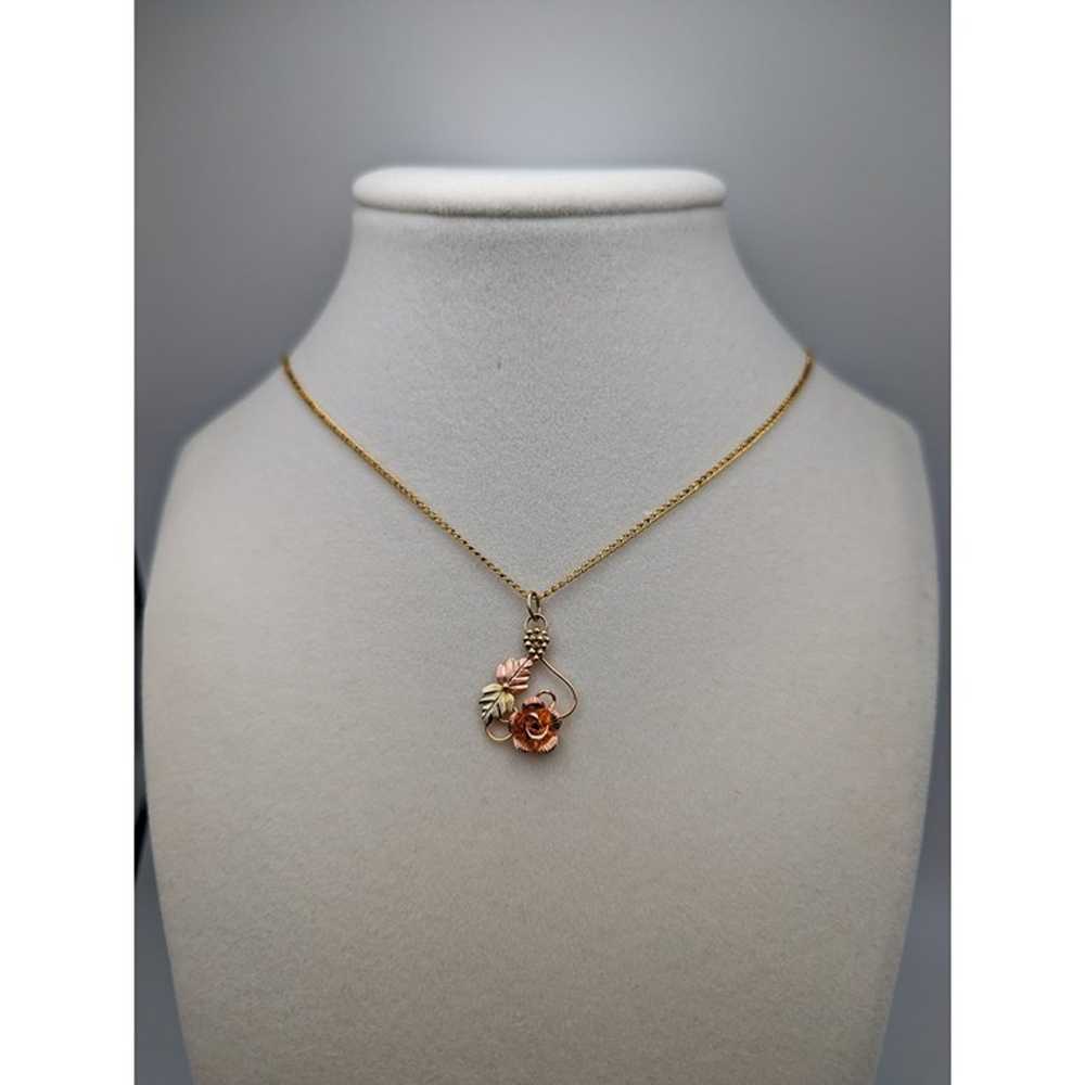 10k 12k Black Hills Rose Gold Leaf & Vine Pendant… - image 9