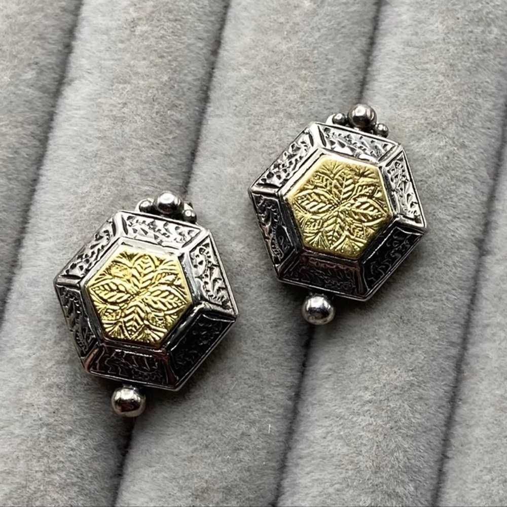 Savati Sterling Silver and 22K Gold Hexagon Earri… - image 4