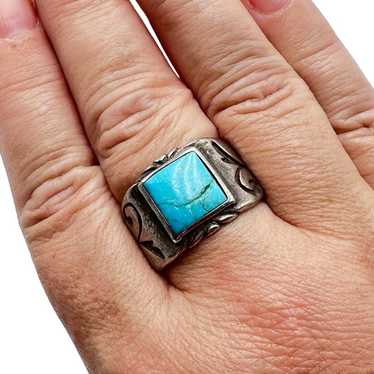 Vintage Southwest Sterling Silver Blue Turquoise … - image 1