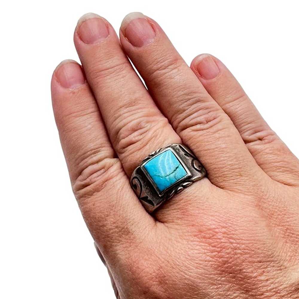 Vintage Southwest Sterling Silver Blue Turquoise … - image 2