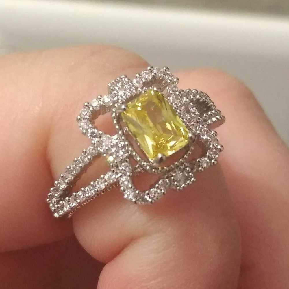 14k/925 Vintage Citrine Cluster Ring sz8 - image 1