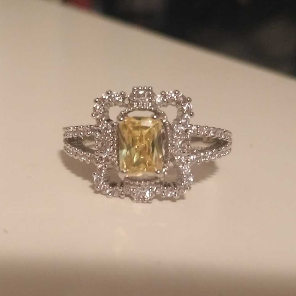 14k/925 Vintage Citrine Cluster Ring sz8 - image 2