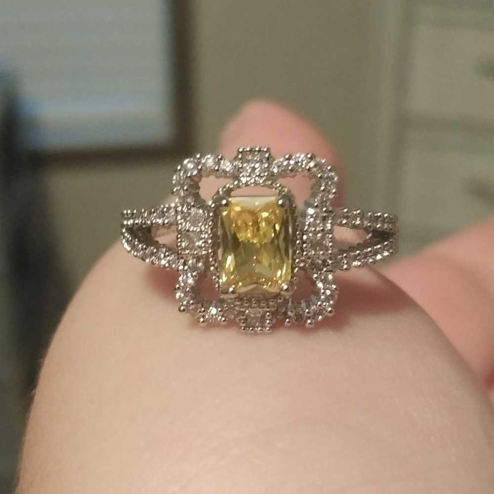 14k/925 Vintage Citrine Cluster Ring sz8 - image 5