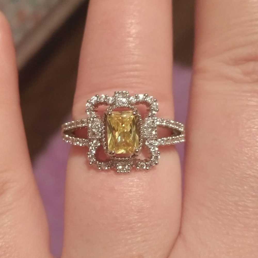 14k/925 Vintage Citrine Cluster Ring sz8 - image 6