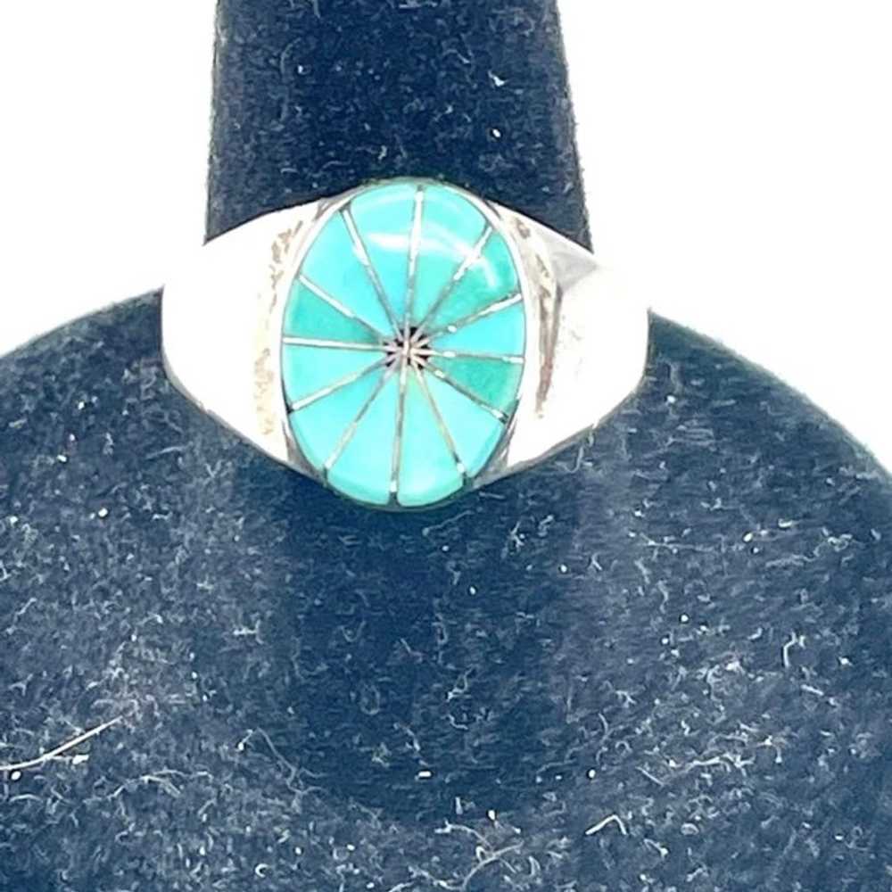 Vintage Southwestern JBL Turquoise Ring Sz 7 - image 1