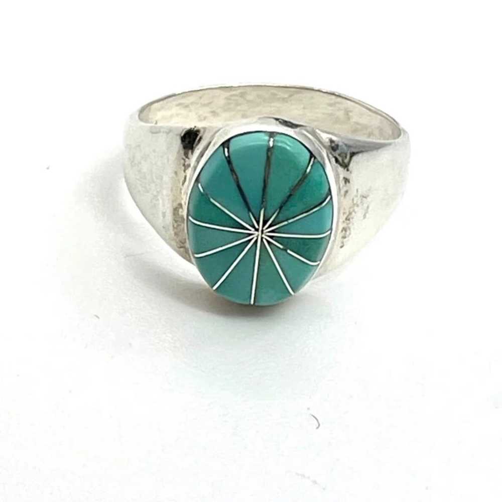 Vintage Southwestern JBL Turquoise Ring Sz 7 - image 2