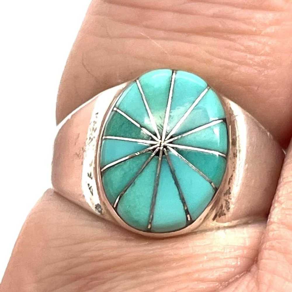 Vintage Southwestern JBL Turquoise Ring Sz 7 - image 3