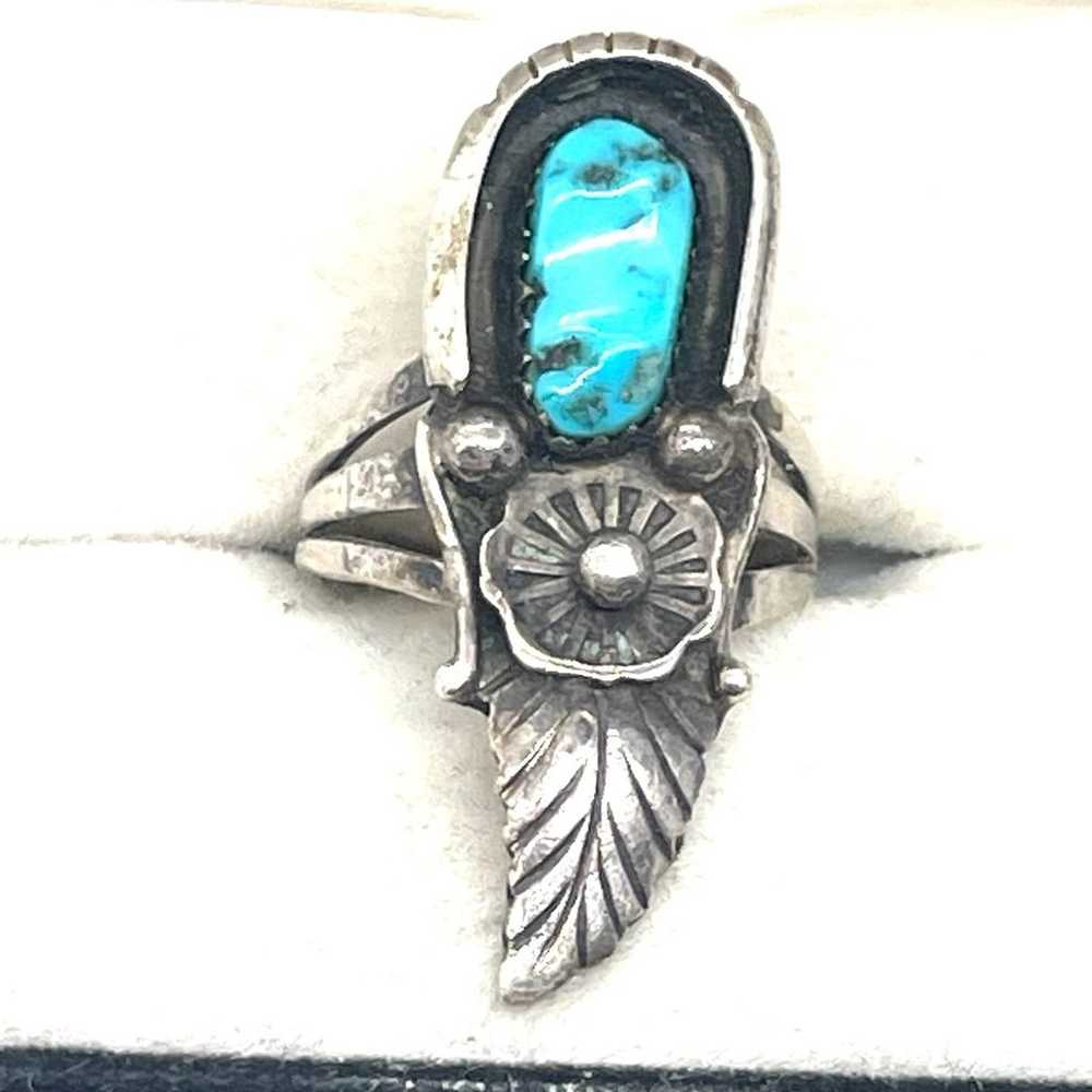 Sterling Southwestern Turquoise Ring Sz  8 - image 1