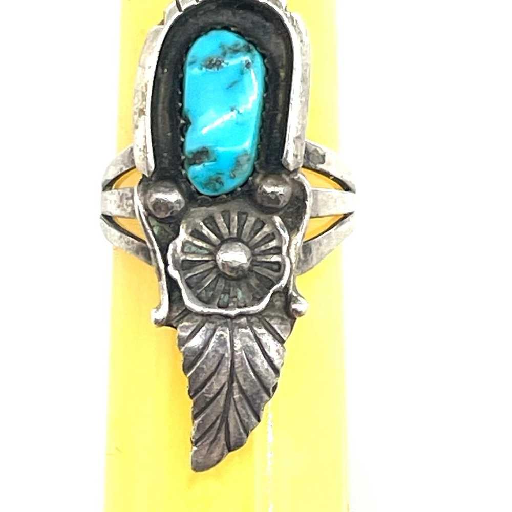 Sterling Southwestern Turquoise Ring Sz  8 - image 5