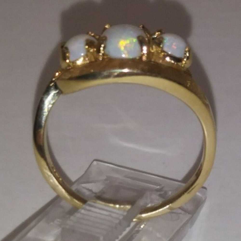 10k Gold Australian Opal 3 Stone Ring - image 7