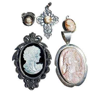 Lot of 5 - Sterling Silver Cameo Jewelry Vintage … - image 1