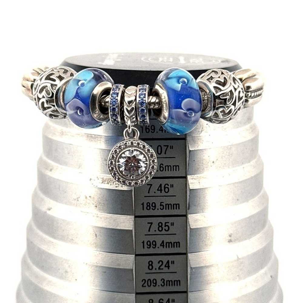 Pandora Sterling Silver 925 Charm Bracelet with 9… - image 6