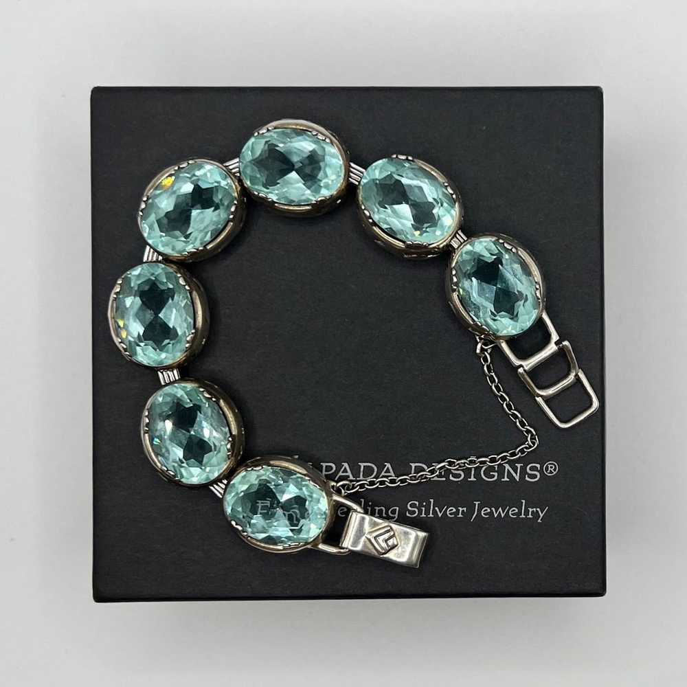 Silpada Sterling Silver and Aqua Glass Bracelet B… - image 1