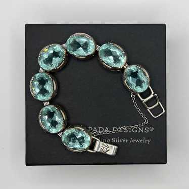 Silpada Sterling Silver and Aqua Glass Bracelet B… - image 1