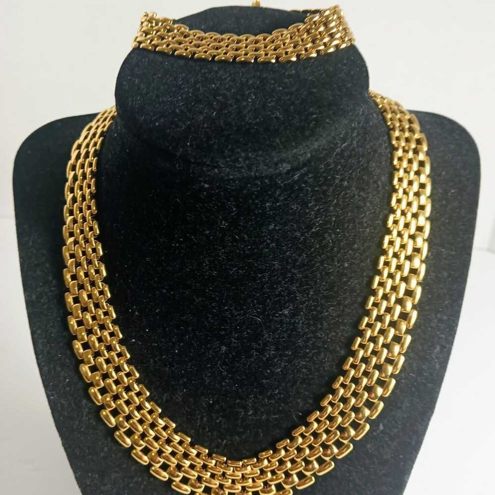 Napier Vtg Gold Plated Panther Link 16" Necklace … - image 1