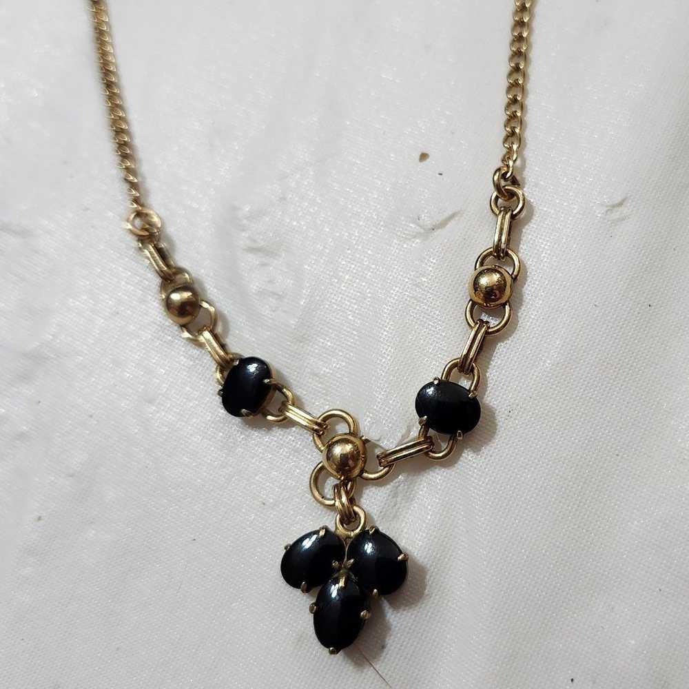 Vtg 1940 WE Richards Symmetalic Black Onyx 14K Go… - image 2