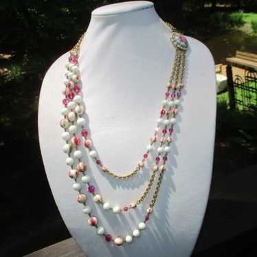 vintage HOBE' long 3 strand beaded necklace