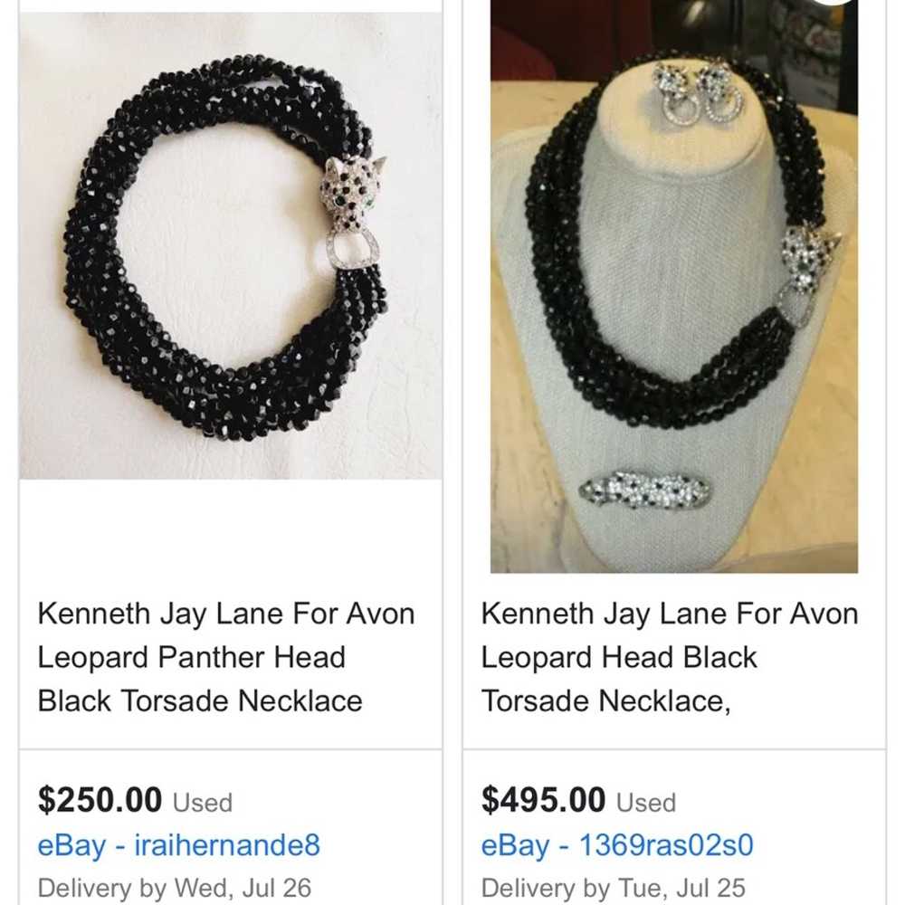 KJL for Avon Leopard head black torsade necklace - image 12