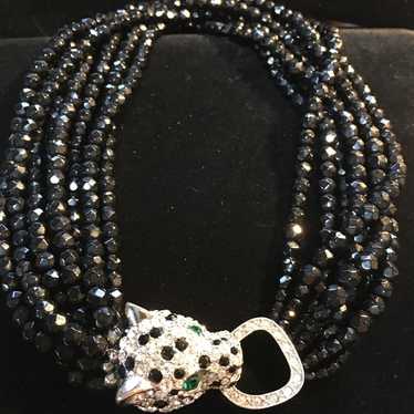 KJL for Avon Leopard head black torsade necklace - image 1
